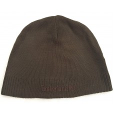 TIMBERLAND C309H Hombre&apos;s Basic Fine Knit Beanie Hat Embroidered Logo Acrylic Brown  eb-30993129
